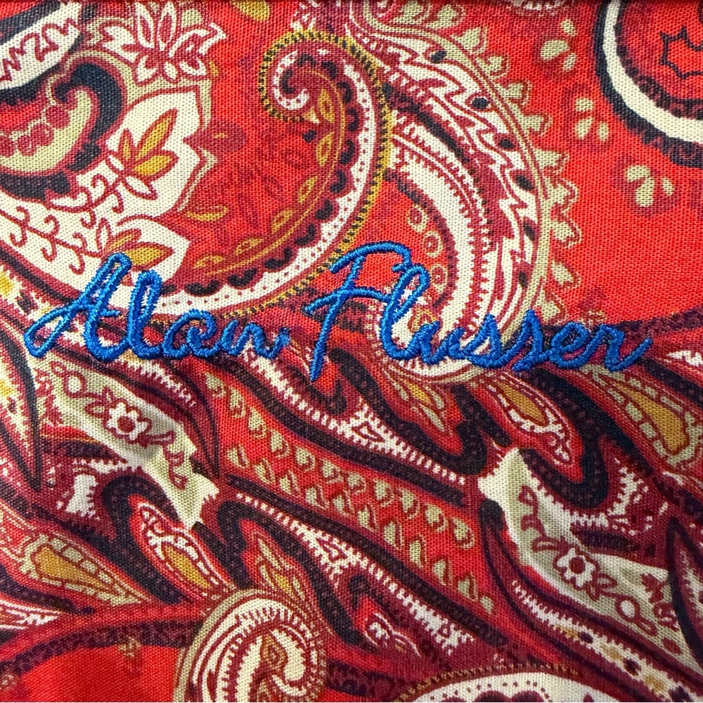 Alan Flusser Men’s XL Red Paisley 100% Cotton Button Down Shirt - Picture 11 of 12